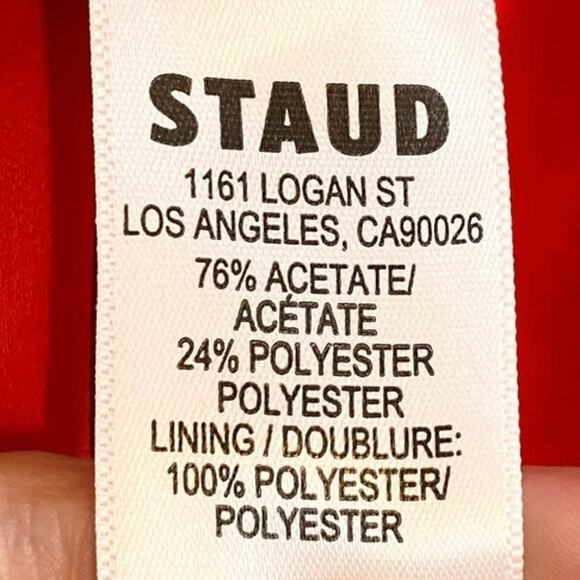 Staud Ashanti One Shoulder Draped Satin Maxi Dress In Red Medium NWT - Picture 7 of 7